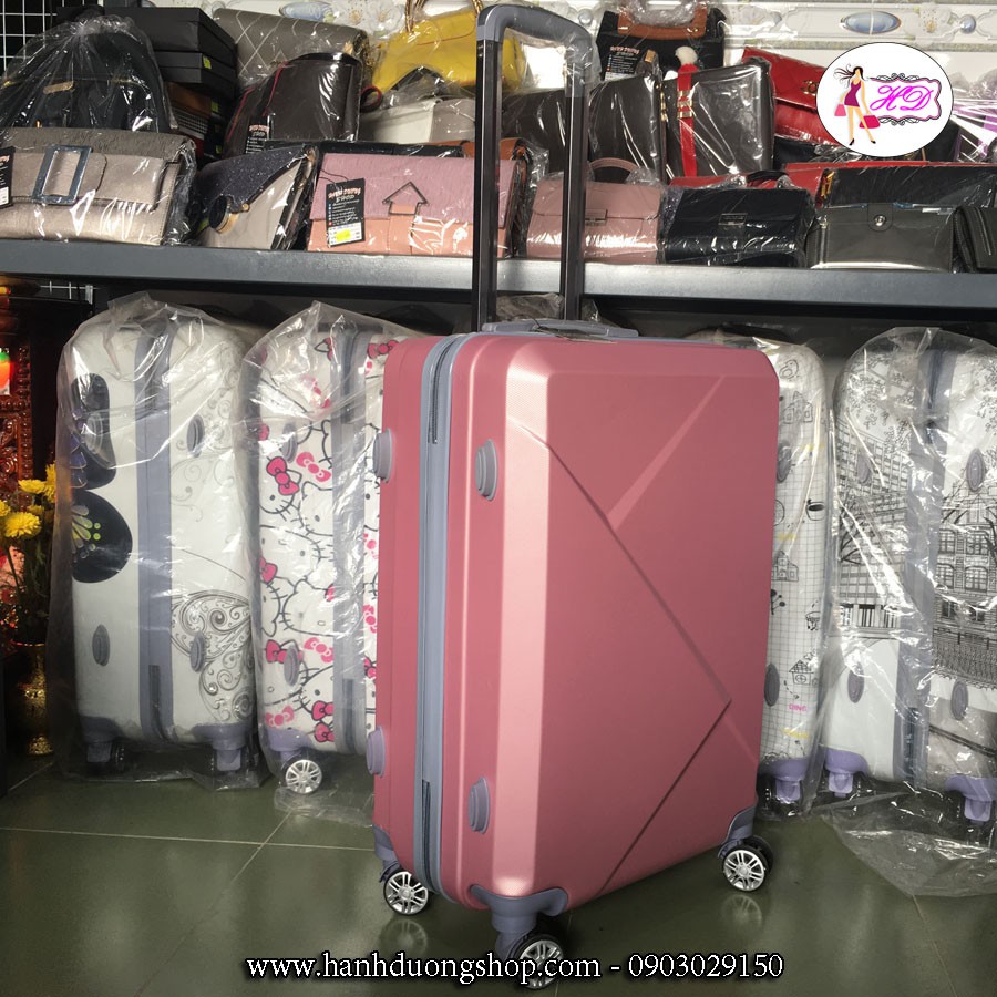 Vali nhựa họa tiết 2 tam giác VL07C – Màu hồng