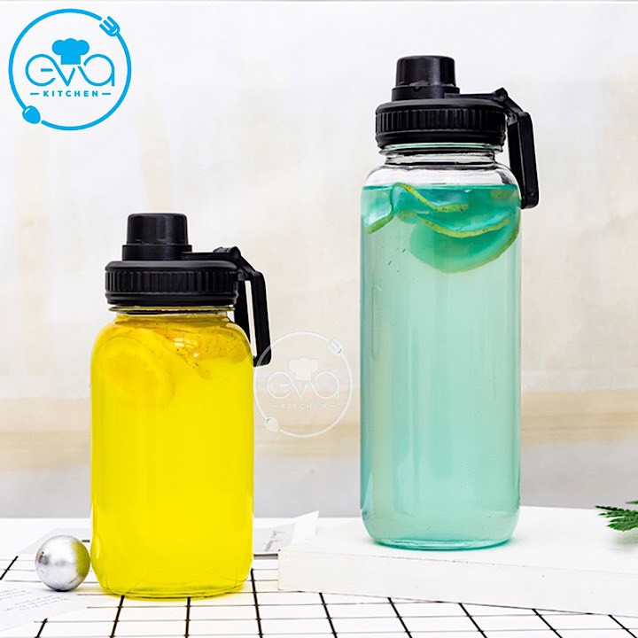 Bình Đựng Nước Thuỷ Tinh Nắp Bật Có Quai Cầm Love To Drink 700ml Tặng Kèm Vỏ Bọc Vải Neoprene