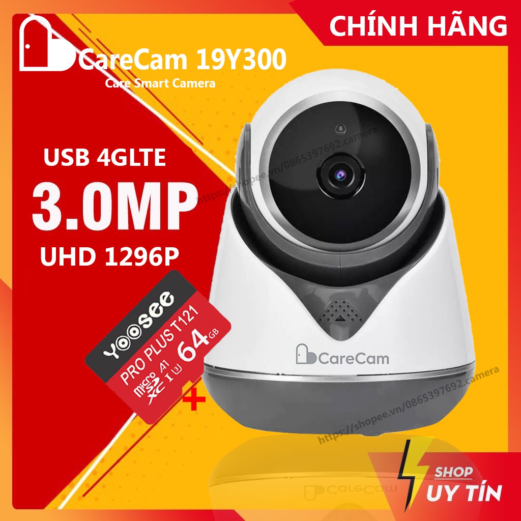 CAMERA IP WIFI CARECAM 19Y300 3MPX UHD THẾ HỆ MỚI SIÊU NÉT, KÈM THẺ NHỚ