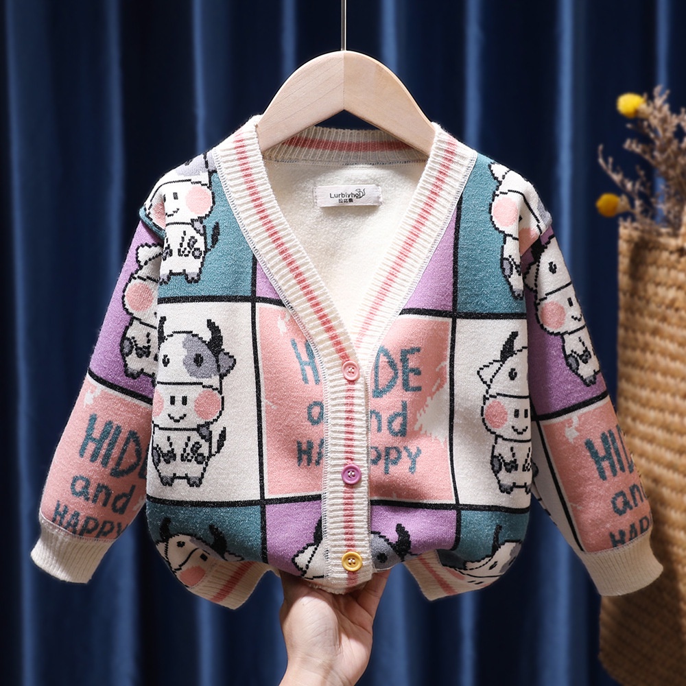 Áo Khoác Len Cardigan Phong Cách Hàn Quốc Thời Trang Xuân Thu Kiểu Mới Cho Bé Gái 1-6 Tuổi