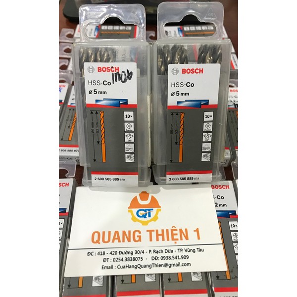 Mũi khoan sắt HSS-G và khoan inox HSS-Co 5mm Bosch