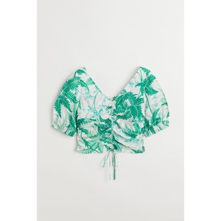 Áo kiểu nữ, áo dây rút dáng croptop HM auth