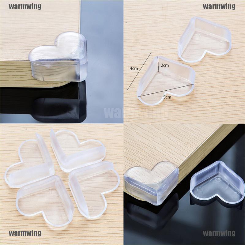 Set 4 Miếng Bọc Cạnh Bàn Bằng Silicon Hình Trái Tim Bảo Vệ An Toàn Cho Bé