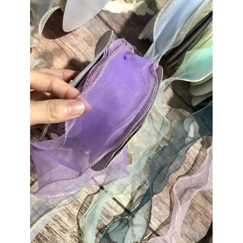 3m ruy băng voan bèo viền kim tuyến rộng 5.5cm đến 6cm