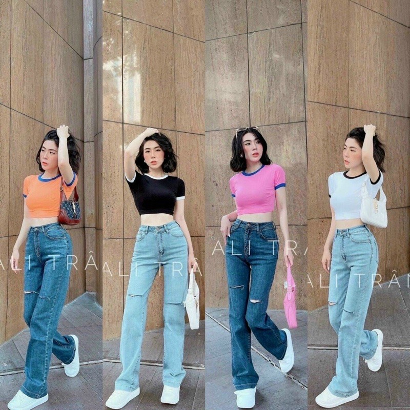 Áo croptop trơn phối viền, áo baby tea siêu cute - Z9PZ5U