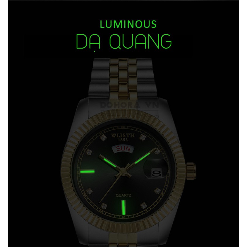 (Bảo hành 12 tháng) Đồng Hồ Nam Cao Cấp Wlisth R-33 Dây Thép Không Gỉ, Tráng Sapphiare, Kim Dạ Quang, Kháng Nước 3ATM | BigBuy360 - bigbuy360.vn