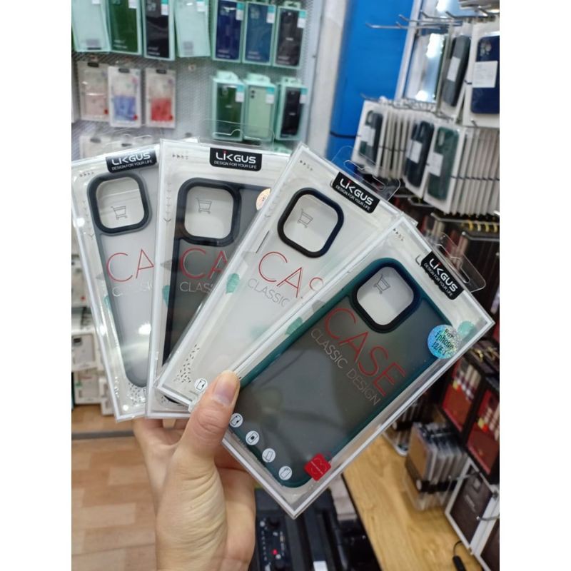 Ốp lưng Likgus Viền màu lưng nhám mờ iPhone 14 pro max/13/13 pro/ 12 pro max / 12 / 12 pro / 11 6.1/ 11 Pro Max/xs max/X