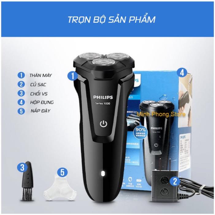 Máy cạo râu 3 lưỡi Philips seri 1000 ( S1010, S1102, S1103 ) bản cao cấp- Hàng chính hãng - Bảo hành 24 tháng