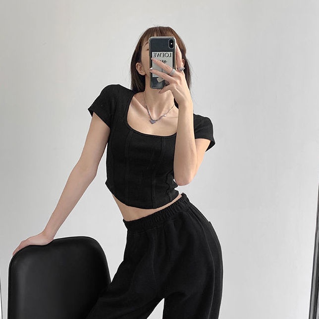 Áo Croptop Tay Ngắn Cổ Vuông JL-TX-292