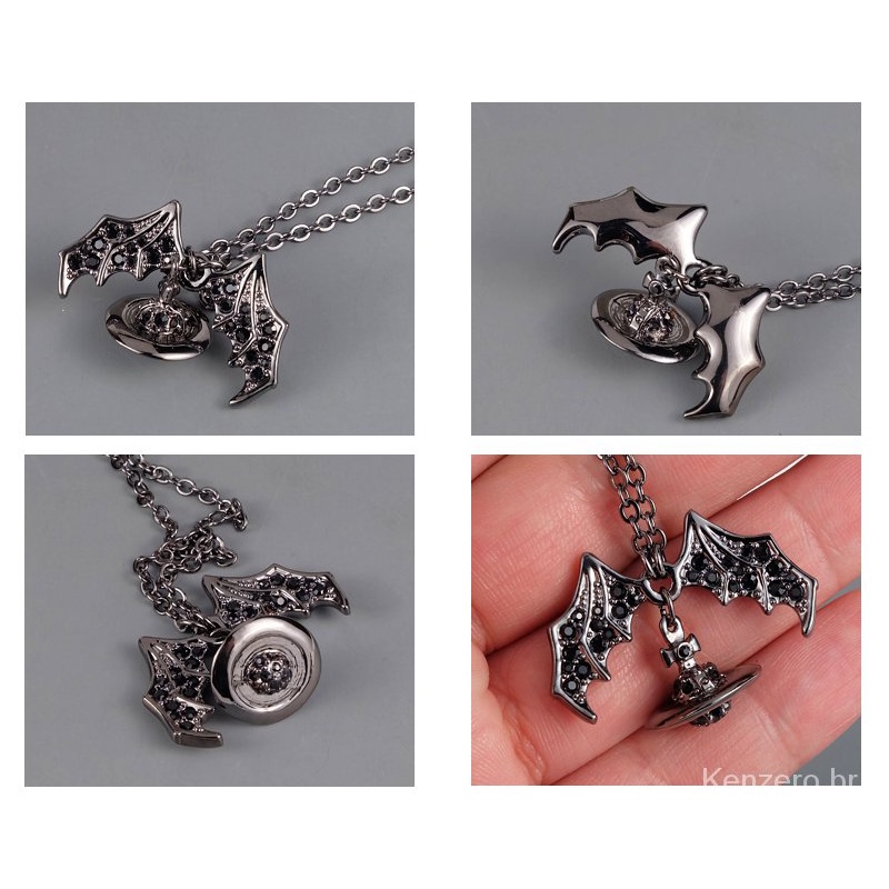 Vòng Cổ Choker Mặt Gỗ Đen Hình Dơi Phong Cách Punk