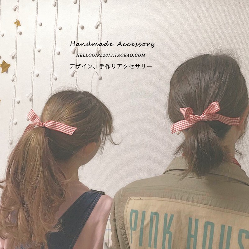 Thun cột tóc phối nơ B549 đính ngọc trai phong cách thời trang dễ thương