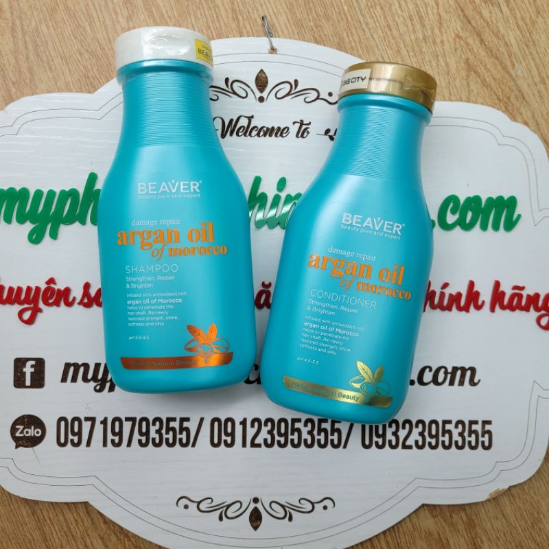 DẦU GỘI XẢ BEAVER ARGAN DƯỠNG ẨM SIÊU MƯỢT 350ML