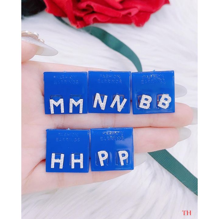 Khuyên tai bạc nữ KWJ đủ chữ cái