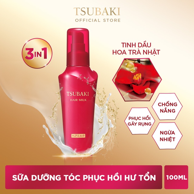 [Mã FMCGMALL -8% đơn 250k] Sữa dưỡng tóc Tsubaki chống nắng và phục hồi hư tổn 100ml