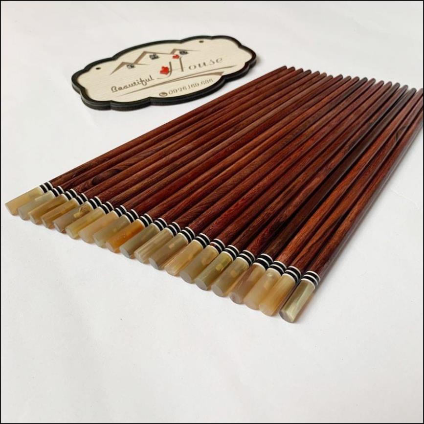 Đũa Gỗ Trắc  Bọc Sừng, Vân Đẹp, Chống Mốc - Đũa Gỗ Ăn Cơm Gỗ Trắc Tự Nhiên Không Chất Bảo Quản