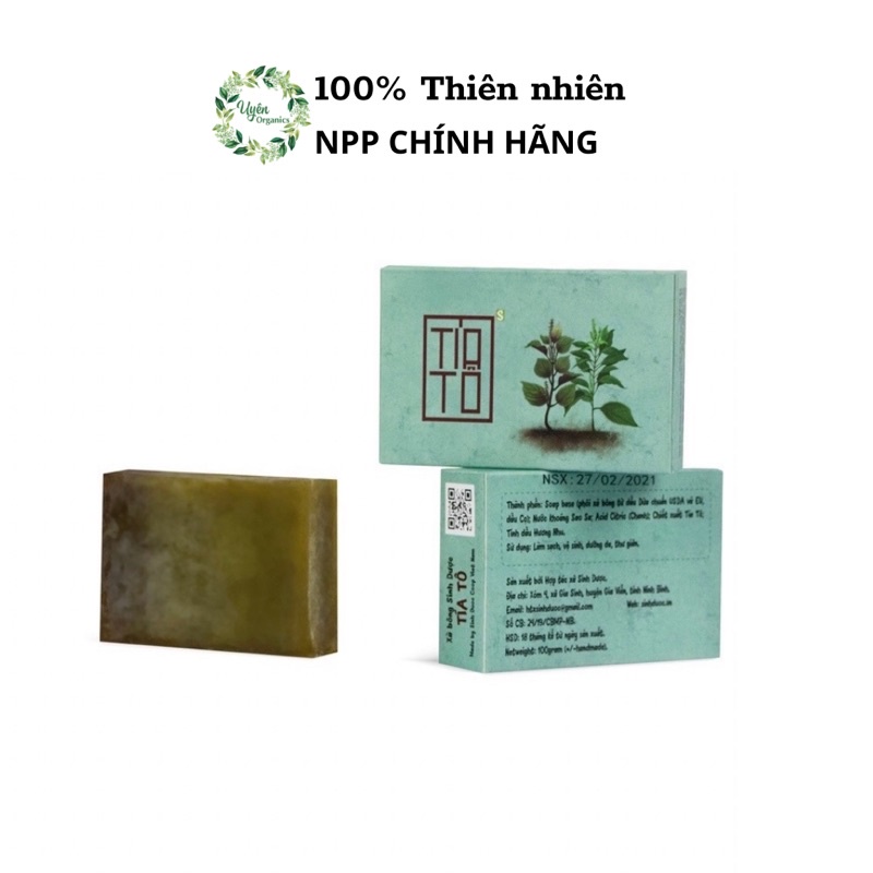 Xà bông tía tô thiên nhiên hữu cơ organics handmade an toàn lành tính thảo dược giảm ngứa giảm mụn