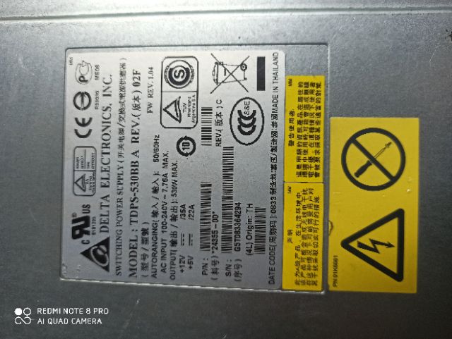 Nguồn server delta tdps-530bb 12v 35A và 5v 22A 530w đã kích hoạt sẵn