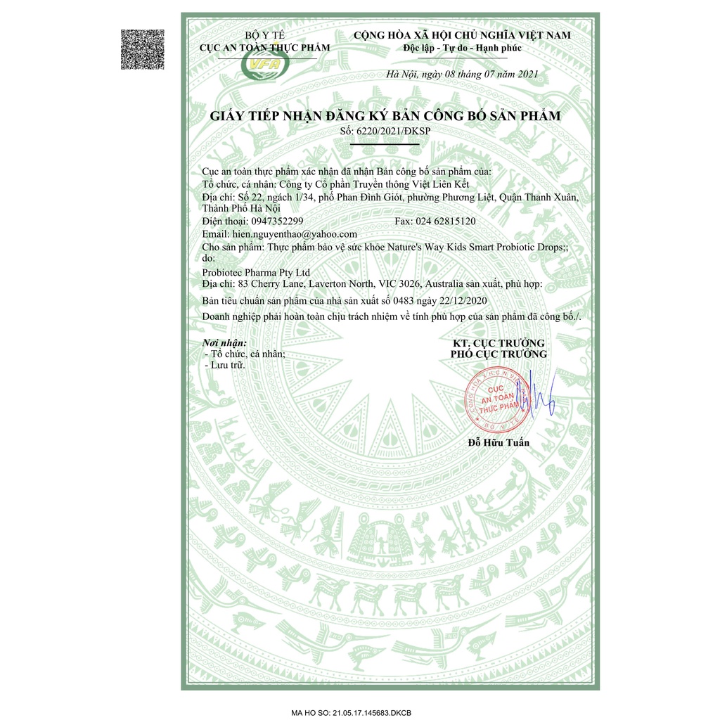 [Chính hãng] [Úc] Nature's way DHA và men vi sinh probiotics cho trẻ sơ sinh - 20ml