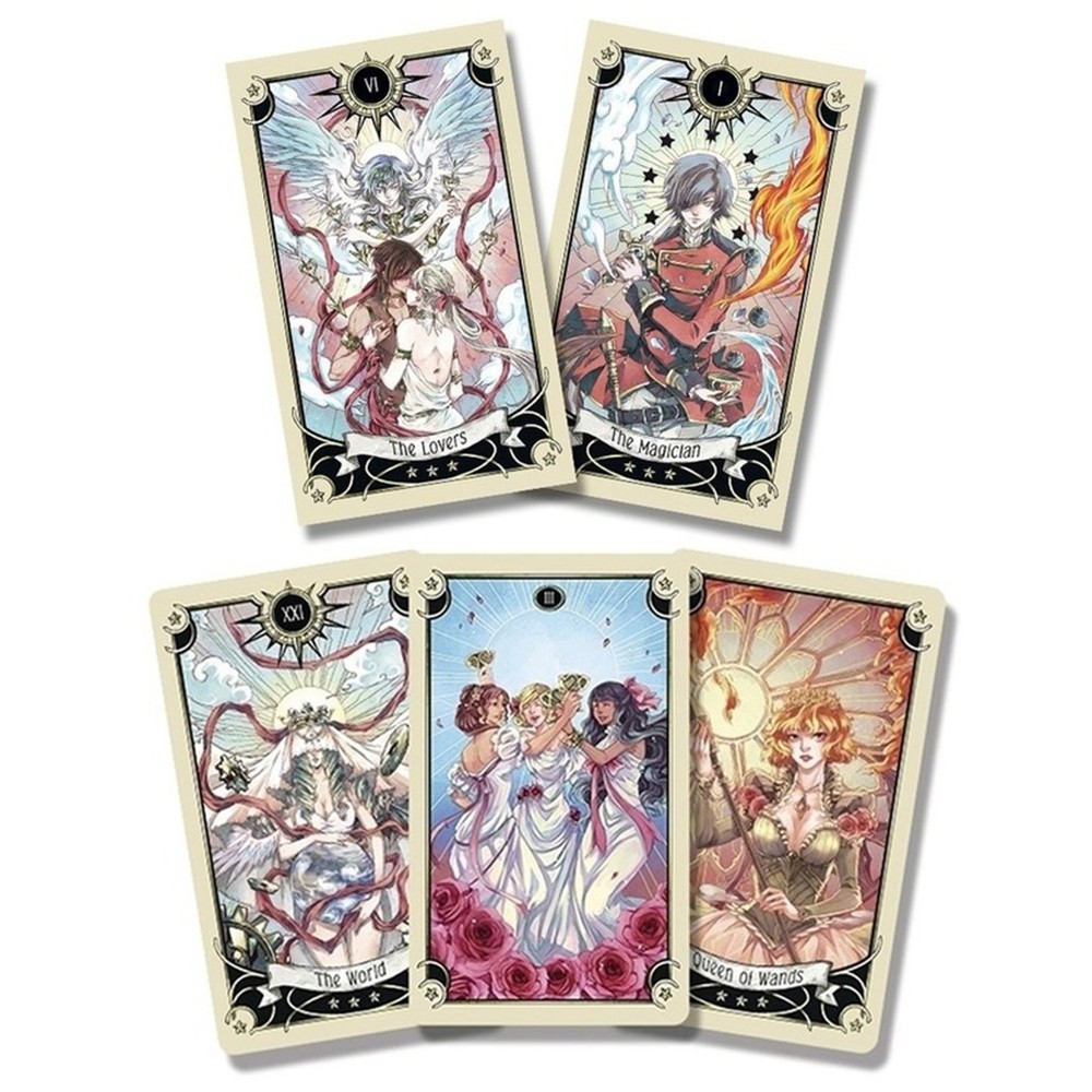 [Size Gốc] Bài Tarot Mystical Manga 78 Lá 7x11.7 Cm Giấy Cán Bóng Dày Dăn Tặng Đá Thanh Tẩy Và Hướng Dẫn Tiếng Việt S5