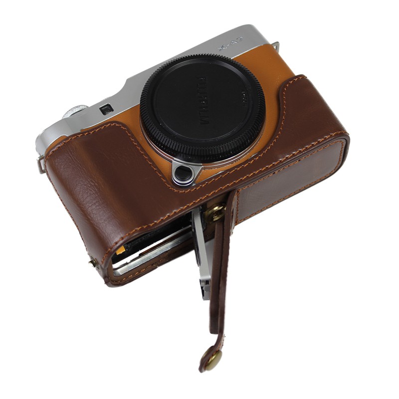 Đế bảo vệ máy ảnh bằng da PU che nửa thân dưới cho FujiFilm X-A7 XA7