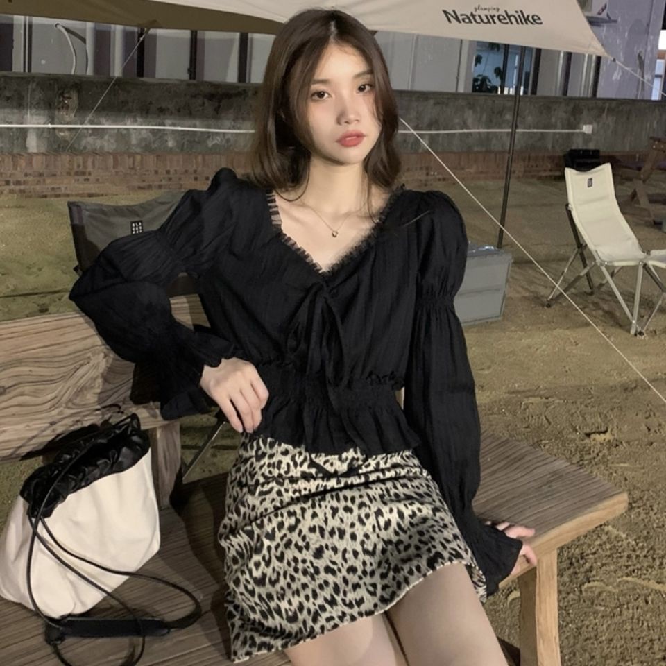 Áo Sơ Mi chiffon Xếp Ly Phối Ren Ngọt Ngào Thời Trang Hàn Quốc