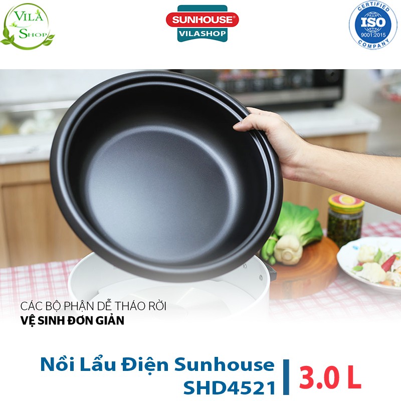 Nồi Lẩu Điện Sunhouse SHD4521, Nồi Lẩu Chống Dính Sử Dụng Đa Chức Năng