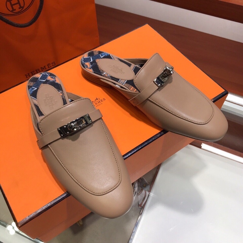 Giày sục cho nữ thương hiệu Hermes HM da thật cao cấp