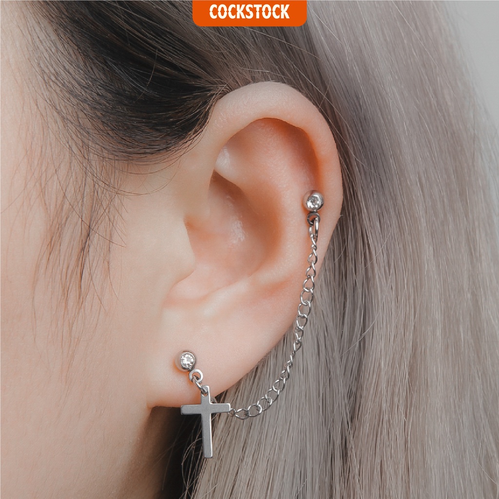 Khuyên tai Cross Chain Marbles Earring CockStock