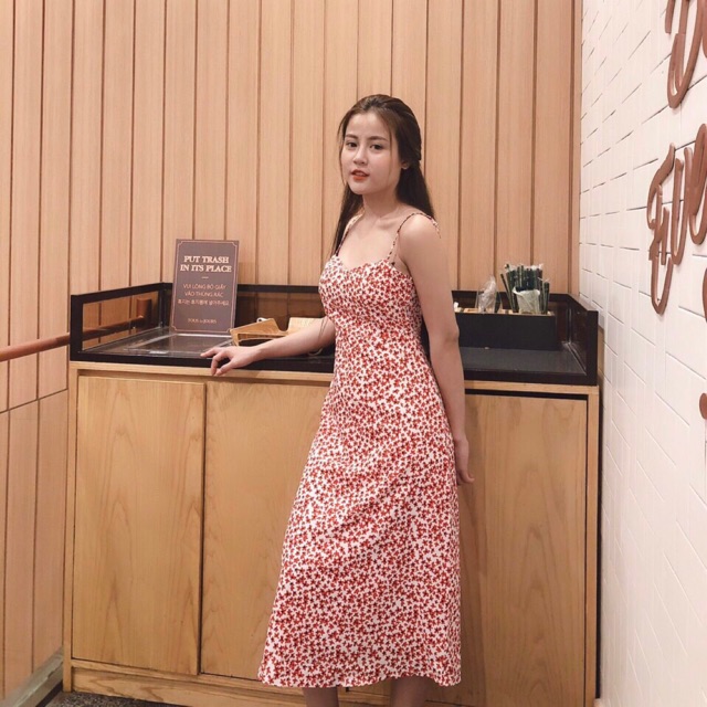 Đầm maxi 2 dây hoa