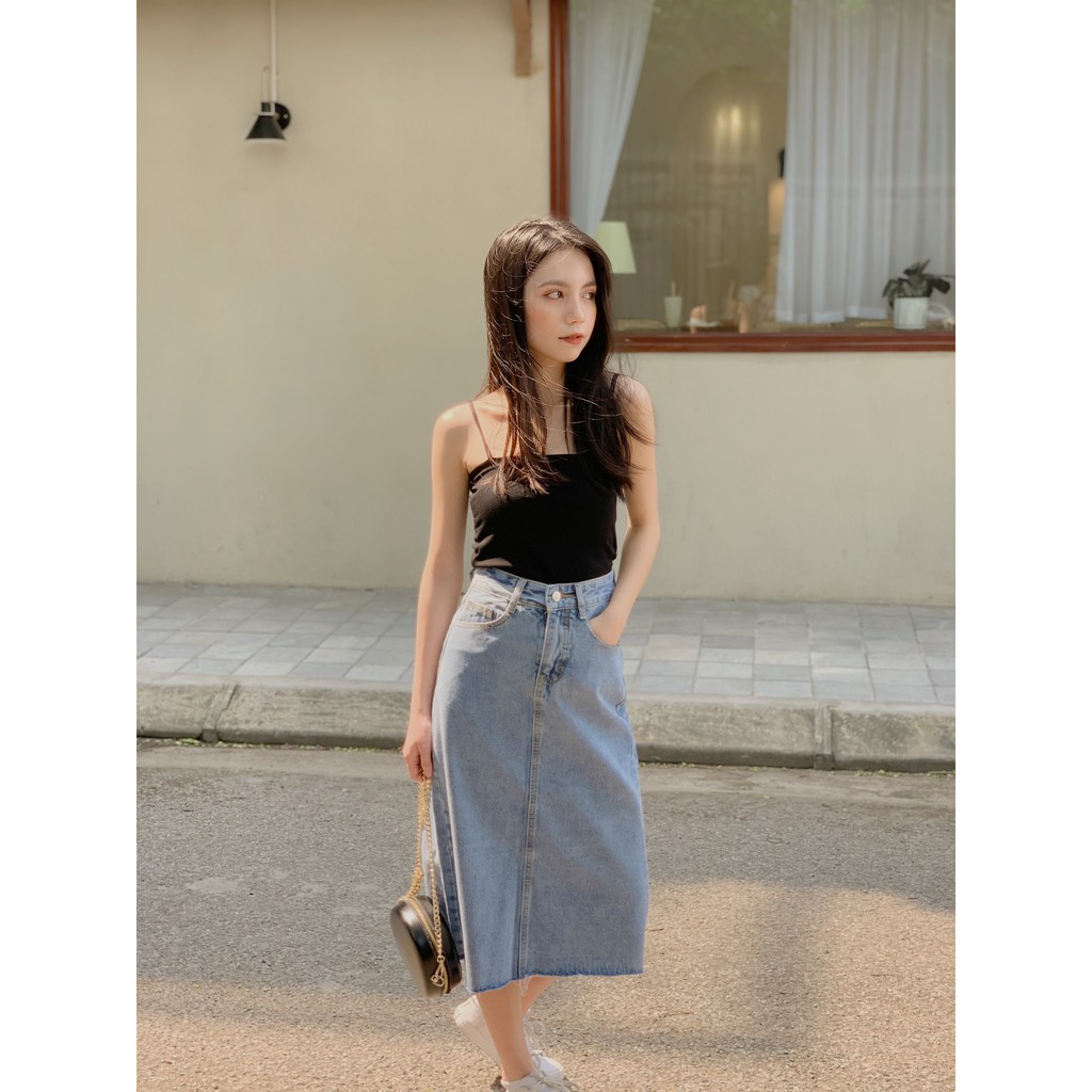 Áo 2 dây nữ đen trắng basic crotop AP517 LOLLIE STUDIO
