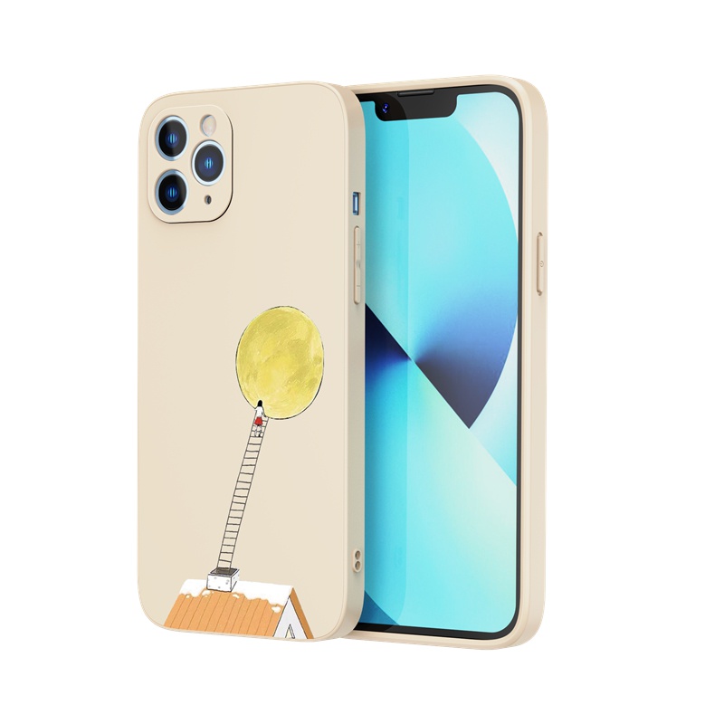 Ốp lưng iphone Ốp điện thoại Suntaiho Silicon mềm in thang và mặt trăng thích hợp cho iPhone 13 12 11 Mini Pro X XR XS Max 7/8 Plus