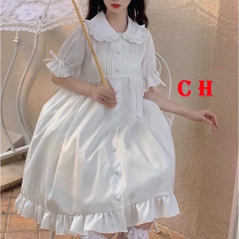 Đầm babydoll nữ, đầm xòe đuôi cá cổ bèo ngắn, đầm nữ, đầm trắng, đầm loli, đầm ulzzang, chất thô mềm, đầm suông