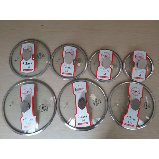 Nắp vung kính nồi chảo inox không vỡ lyncen 16cm 18cm 20cm 22cm 24cm 26cm 28cm 30cm
