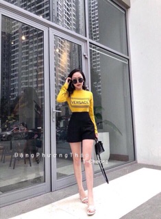 Quần sooc vải cạp cao ( ảnh thật shop chụp )