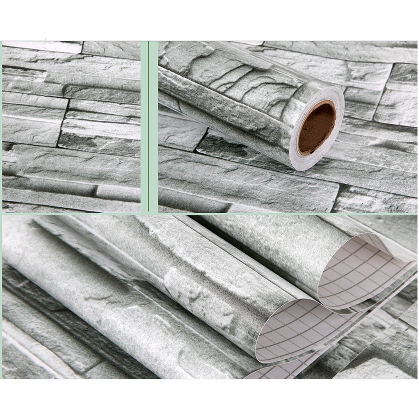 Decal giấy dán tường đá dăm xám