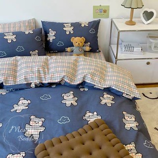 BỘ CHĂN GA GỐI POLY COTTON GẤU TEDDY XANH DRAP GIƯỜNG