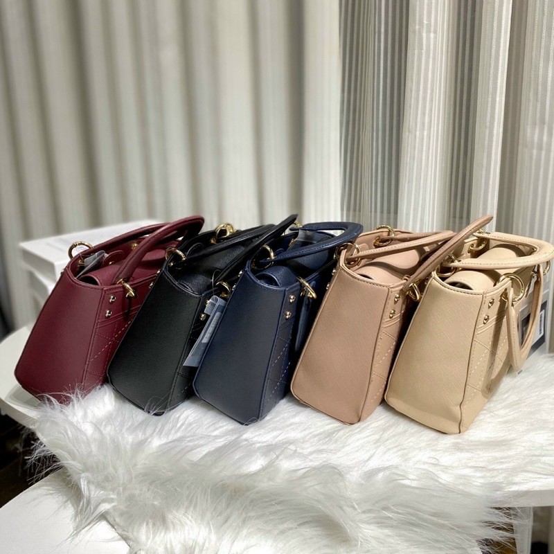 Túi L.¥.Ni everly hồng nude form công sở mini