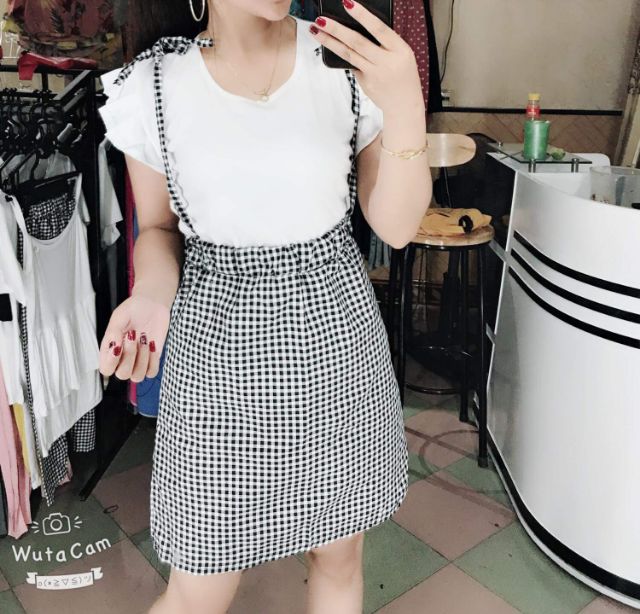 Sét áo thun váy kẻ