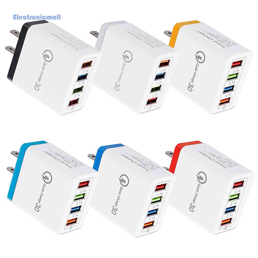 Củ Sạc Nhanh 4 Cổng USB Mall01.vn Phích Cắm US Nhiều Màu Sắc