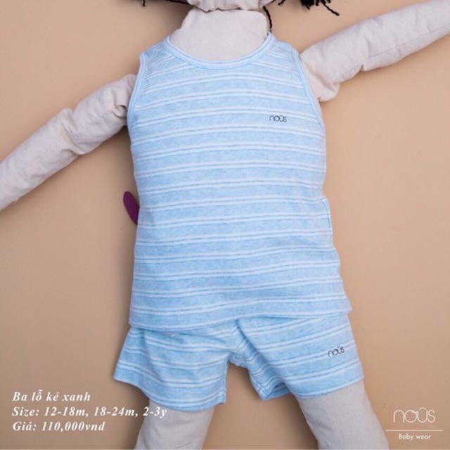 NOUS 2018 Bộ 3 lỗ kẻ xanh/tím