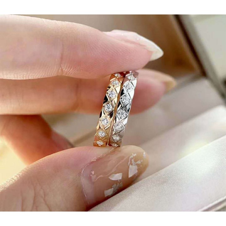 Nhẫn titan góc cắt hình kim cương đính đá siêu đẹp, bền màu, hợp thời trang - Tặng hộp đựng sinh xắn