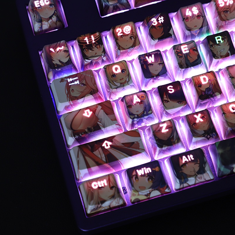 Genshin Impact Keycap Cherry Profile Anime Truyền ánh sáng PBT DYE SUB Bàn phím cơ keycaps
