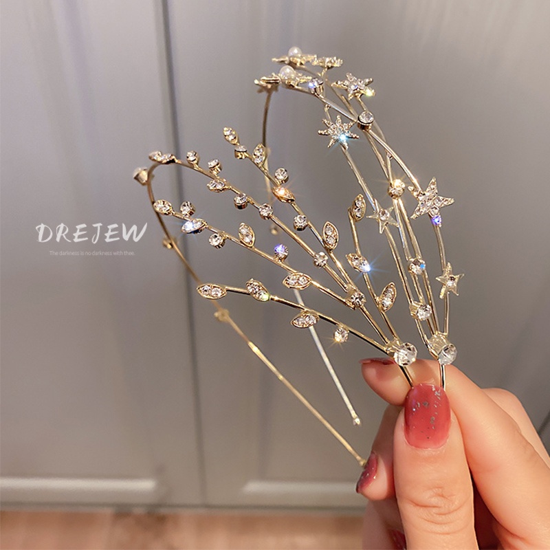 DREJEW Cài tóc đính đá phong cách Hàn Quốc thời trang mùa hè cho nữ