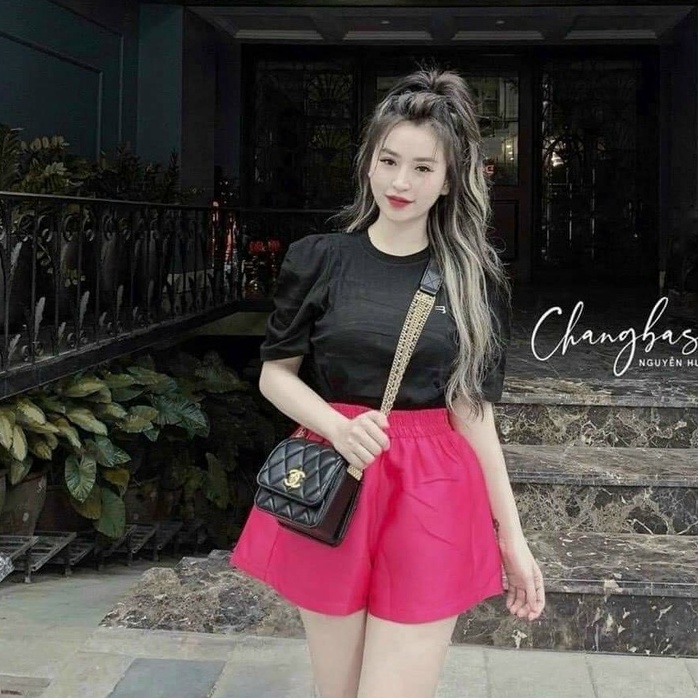Quần Short đùi nữ chất Tafta phồng mix áo croptop thun siêu hợp trẻ trung | BigBuy360 - bigbuy360.vn