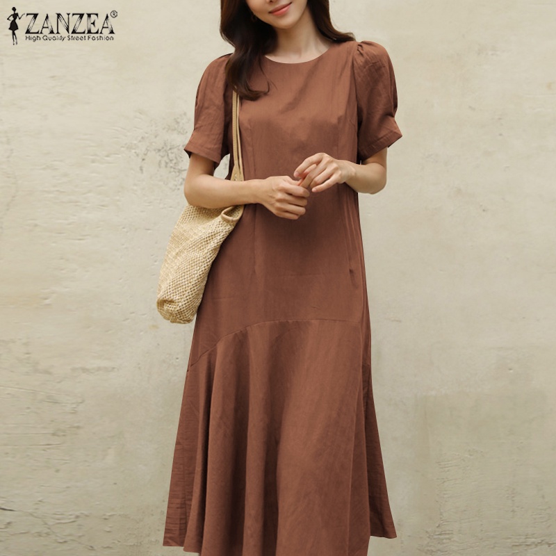 Đầm ZANZEA đuôi cá tay ngắn thời trang dành cho nữ