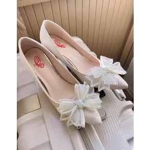 Giày Cao Gót Đính Nơ Thời Trang Xuân Hè Năm 2021 Phong Cách Mới