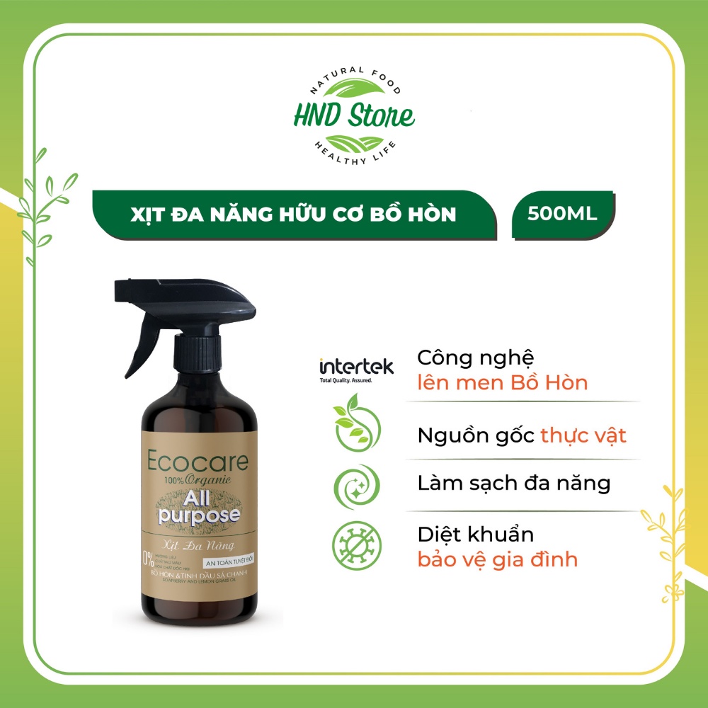 Nước Lau Đa Năng Hữu Cơ Bồ hòn, Xịt Đa Năng Organic 500 ml An Toàn và Thân Thiện thương hiệu Ecocare – HND Store