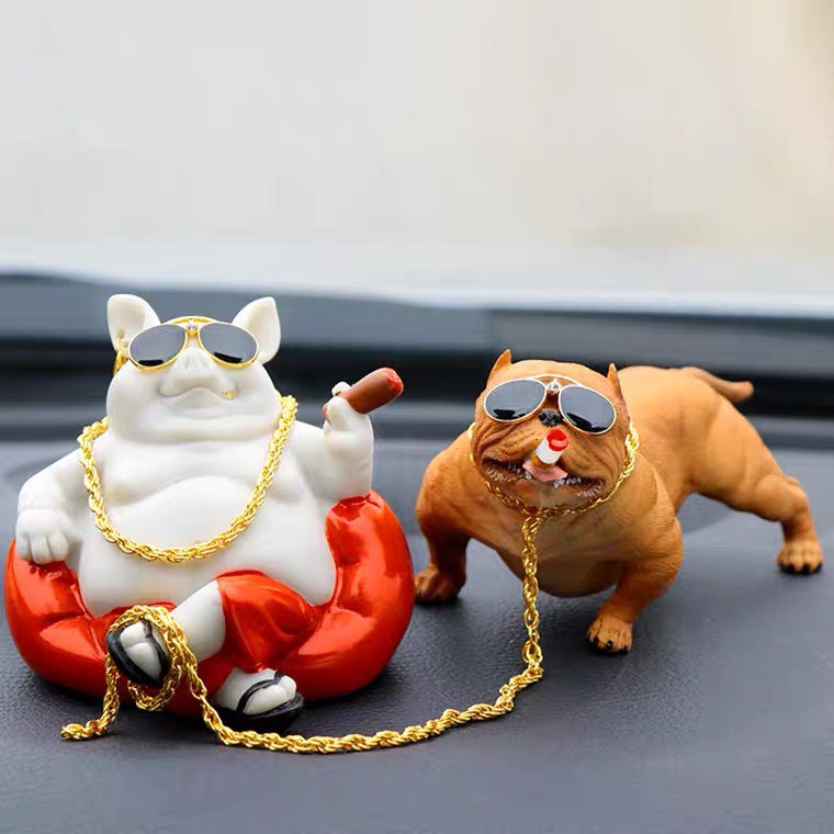 Chó Bull Để Taplo Xe Ô Tô , Bàn Làm Việc , Văn Phòng - Phụ Kiện Trang Trí Taplo Xe Hơi Chó Bull Cool Ngầu