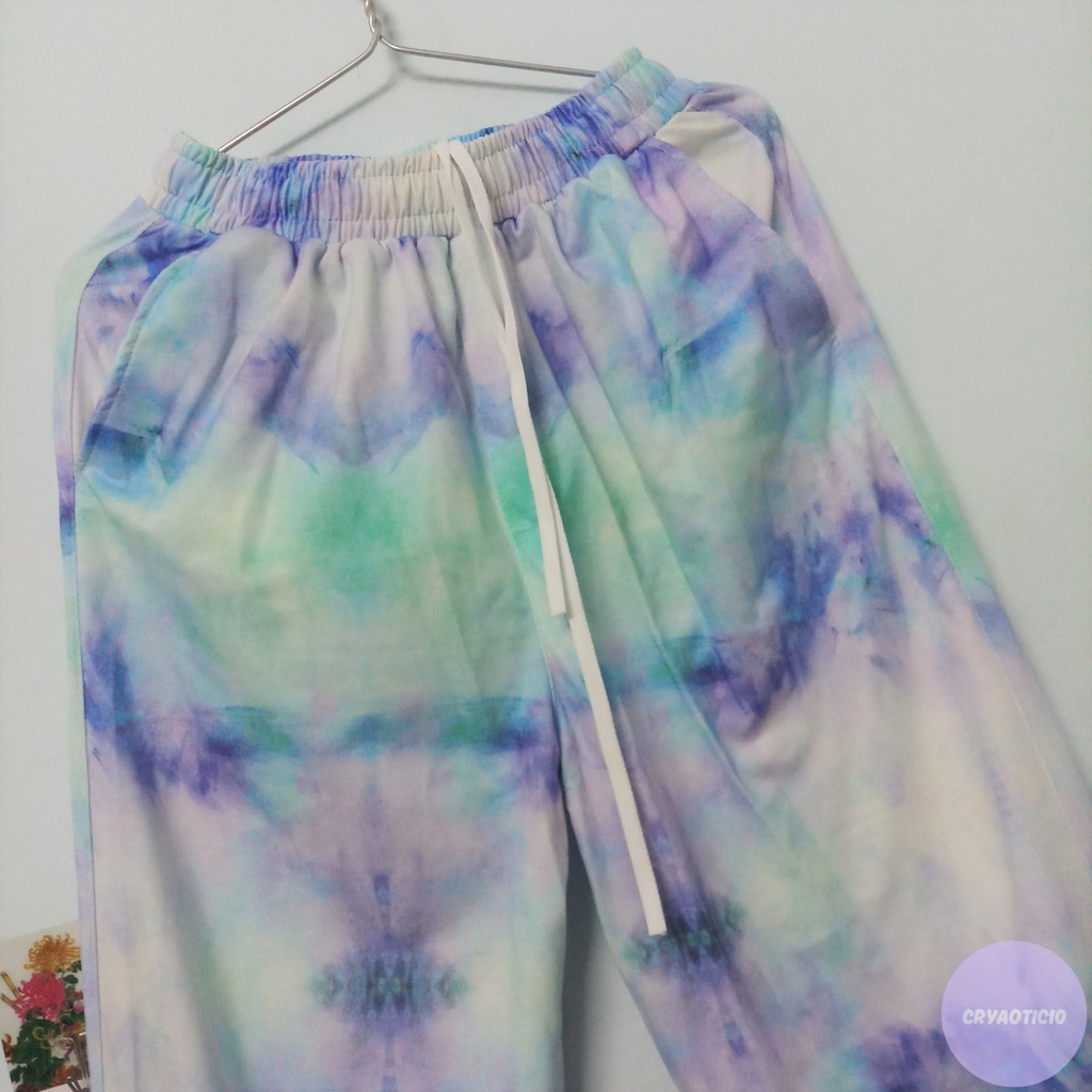 Set Tie Dye bộ áo croptop + quần dài ống rút loang mày Tie Dye