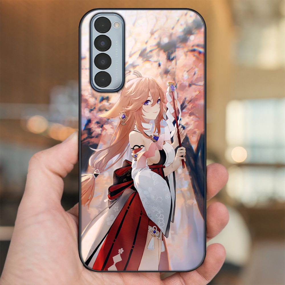 Ốp lưng Oppo Reno 4 Pro viền đen in hình Yae Miko Genshin Impact